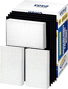 VEVA HPA300 HEPA Filter Replacement Compatible with Honeywell Air Purifier - 3 Pack of HEPA Filters w/ 4 Precut Activated Carbon Pre-Filters & Replacement Filter R