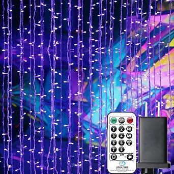 Solhice Blacklight Curtain String Light for Glow Party 10ft x10ft 306 LEDs, Halloween Black Light with Remote Control for Bedroom Indoor Dcor
