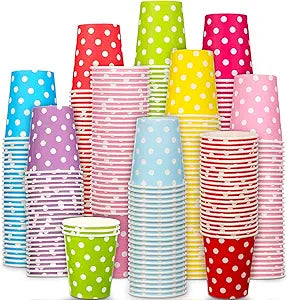Potchen 480 Pack 9 oz Paper Disposable Mouthwash Cups Cold Beverage Drinking Polka Dots Bathroom Cups for Water Coolers, Party, Home, Office, Travel and Event
