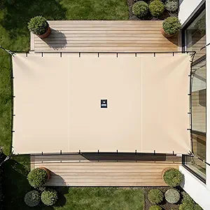 SIHAIAN Sun Shade Sail 9'x16' Waterproof Rectangle Double-Rope Shade Sail 500D Heavy Duty UV Block Sunshade Canopy for Backyards, Patios, Gardens, Outdoor Activities and Facility Beige