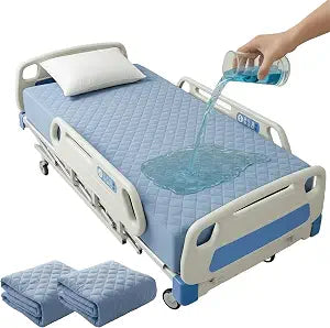 2 Pack Waterproof Hospital Bed Fitted Sheets 36" x 80" x 12", Reusable Mattress Protector Covers, Deep Pocket Elastic Fit, Machine Washable Bed Sheets for Elderly Care, Blue