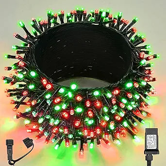 WBao Christmas Lights Indoor Outdoor 500LED 174ft, Super Bright LED Christmas String Lights with UL Certified, 8 Lighting Modes, Timer, Memory & Waterproof for Trees, Patio, Party Decor, Red Green