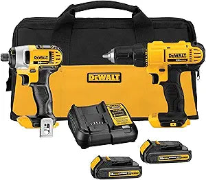 DEWALT 20V MAX Cordless Drill and Impact Driver, Power Tool Combo Kit , Includes 2 Batteries, Charger and Bag (DCK240C2)