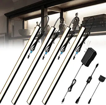 Cefrank Shelf Lighting, 4-Pack Dimmable 12" LED Bars Black Shell 6000K