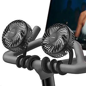 A2C Rechargeable Treadmill Fan for Peloton Bike & Exercise Bike [4000mAh], Portable Fan with 16.5" Long Bendable Arm, 3 Speed, 360┬░ Rotation, Accessories for Peloton Fit Bike, Bike+ or Tread [2-Pack]