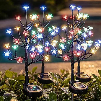 Solar Garden Lights Outdoor Waterproof,Garden Decor Solar Flowers For Outside Decorative,4Pack 2Modes Solar Powered Fairy Outdoor Decorations for Yard Patio Pathway, Gardening Gifts Mothers Day