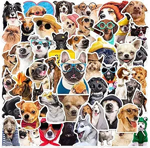 50 PCS Funny Dog Stickers Cute Animal Sticker for Journaling Laptop Scrapbook Water Bottles Guitar Suitcase Phone Snowboard Waterproof Vinyl Gifts for Women Girl Kids Adult Teens