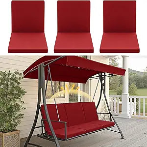 Sintuff 3 Seat Outdoor Porch Swing Cushions, Water-Resistant Swing Cushions Replacement with Anti-Slip Design, Porch Bench Cushion Liner and Cover 2 in 1 for Patio Garden, Chair Not Include(Red)