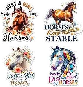 4 Pcs Horse Stickers - Waterproof Sticker Decal for Water Bottles, Laptop