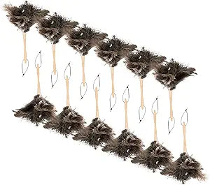 Superio Ostrich Feather Duster Fluffy Dust Remover, with Wooden Handle Reusable for Cleaning Homes, Ceilings, and Furniture (12 Pack)