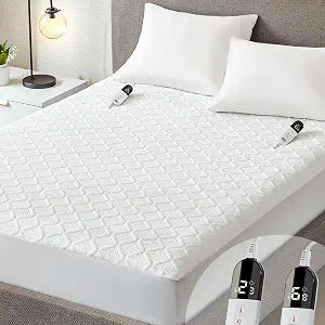 Heated Mattress Pad King Size, Dual Control Electric Bed Warmer, 6 Personalized Heat Settings, 1-10 Hour Auto Off Timer, Deep Pocket Fits up to 17" Mattress, Machine Washable, Soft Quilted Top