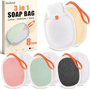 Soap Bags, 8 Pack Double-Sided 3 in 1 Bar Soap Pouches for Shower