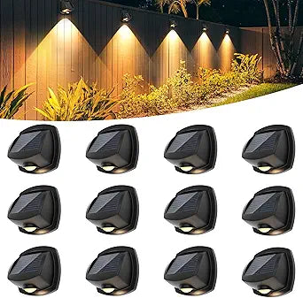 SOLPEX Solar Lights Outdoor Waterproof IP65, Solar Stair Lights Outdoor for Fence, Deck, Step, Dual Color LED 3 Lighting Modes House Wall Light for Porch, Backyard, Fence, Garden Decor-12 Pack