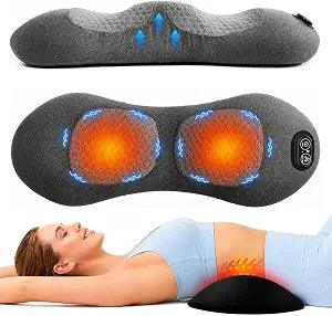 Back Massage Pillow with HeatMulti-Mode Electric Lumbar Support Pillow with Heat, Vibration & Dynamic Air Support, Memory Foam Lower Back Massager for Deep Muscle Relaxation, Office, Car & Home
