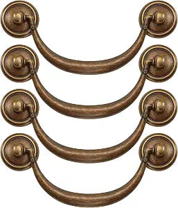 4.5" C-C Bail Handle Drop Pull Vintage Drawer  Antique Bronze Style Cabinet Dresser Knob Hardware, Zinc Alloy Furniture Door Pendant Swing for Desk, 114 mm 4 1/2" Center Hole Distance With Screws (4)