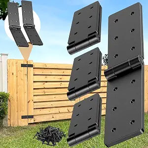 Fence Gate Hinge Heavy Duty 4Pack,270 Degree Barn Door Hardware Kit for Gates,Double Layer Design,Adjustable Outdoor Black Folding & Butt Iron Hinge for Wood Doors/Farm/Backyard