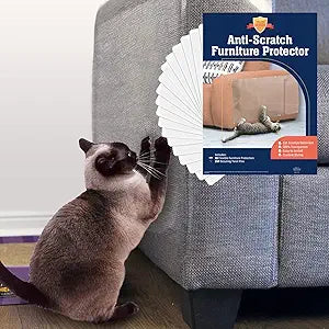 18 Pack XL Anti Cat Scratch Furniture Protector - Couch Protector from Cat Claws w/Twist Pins, Clear, Easy-to-Apply Scratching Deterrent and Shield for Sofa (Not for Leather, Velvet, Microfiber)