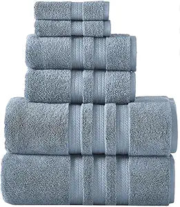 Member Mark 100% Cotton Hotel Premier Collection Luxury Bath Towel Bundle (Assorted Colors) (Denim, Bundle)