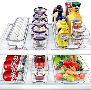 Sorbus Fridge Bins and Freezer Bins Refrigerator Organizer Stackable Food Storage Containers BPA-Free Drawer Organizers for Refrigerator Freezer and Pantry