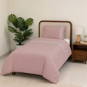 Dreamology Pink Duvet Cover Set,2Pc,Twin Bedding Set with Floral Embroidery