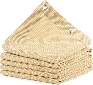 90% Outdoor Sun Shade Cloth, 6 x 12, Pergola, Deck, and Backyard Patio Sunshade with UV Protection, Heat Resistant HDPE Material, Reinforced Grommets (6x12 FT,Wheat)