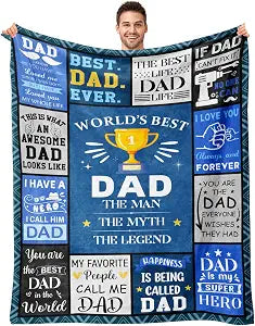 Dads Fathers Day Birthday Gifts Ideas - Dads Gifts from Daughter Son - Christmas Valentines Day Birthday Presents for Dad - Presents for Father Who Wants Nothing - Best Dad Ever Blanket 60"x80"