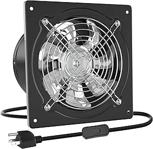 HG Power 6 Inch Exhaust Fan with Switch, Powerful Kitchen Exhaust Fan with Damper, Potable Window Exhaust Fans, Small Fume Extractor Ventilation Fan for Attic, Shop, Smoking Room, Garage