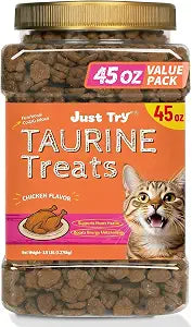 Just Try 2.8 lbs Taurine Treats with Coenzyme Q10 for Cats - Coq10 & Taurine for Cat to Support Feline Heart Health - Chicken Flavored Chews Vitamins Snacks Treats - Large Size