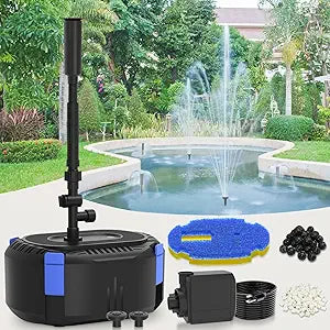 AquaMiracle Pond Filter with Pump Fountain Kits | 850GPH Pond Filter with Pond Pump & Fountain Kit | 3 Spray Patterns | Water Feature | Koi Pond Filters for Outdoor Ponds 500-750 Gal