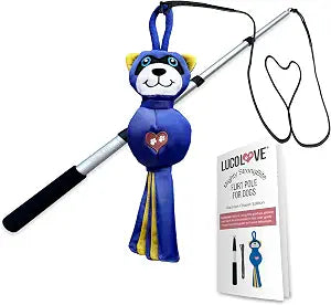 Flirt Pole for Dogs Heavy Duty - Multi-Sensory Tough Chase Toy for Medium & Large Breeds  Extra Strong 35" Dog Teaser Wand for Backyard Play, Training and Interactive Fun (Raccoon)