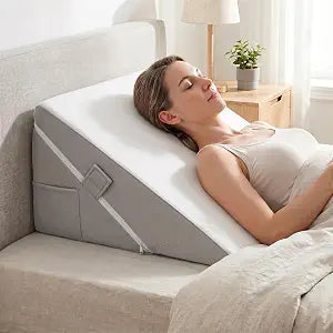 Bed Wedge Pillow, Foam Wedge Pillow for Sleeping, Reading, Sitting Up and Leg Elevation, 2 Piece Wedge Pillow Set