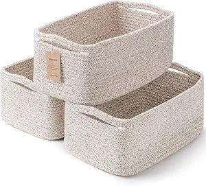 3 Pack Small Storage Baskets for Organizing, 11.87.85.1", Mixed Brown