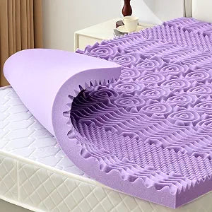 SINWEEK 1.5 Inch 7-Zone Memory Foam Mattress Topper Queen Size, Soft Mattress Pad for Back Pain Relief, Egg Crate Bed Topper, CertiPUR-US Certified, Violet