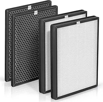 2-Set Alexapure Breeze Filter Replacement AP-B103 and AP-B104 Compatible with Alexapure Breeze Air Purifier AP-B102 and 3049, 2x True High-Efficiency Filter & and 2x Activated Carbon Filter AP-B104