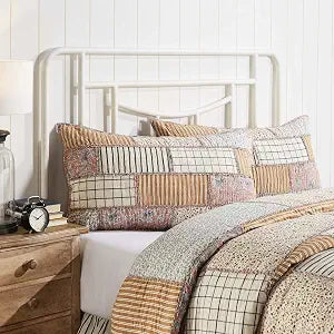 VHC Brands Kaila Vintage Farmhouse Bedroom Decor, Patchwork Quilted King Sham 21x38