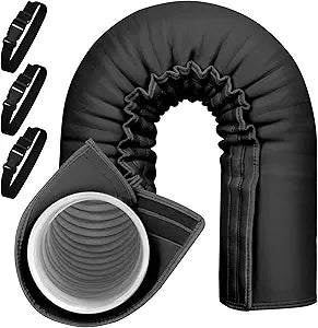 Portable AC Hose Insulation Sleeve,Portable Air Conditioner Hose Cover Wrap,Fits for 5" & 5.9" Diameter Exhaust Hose,Insulated Hoses Duct Vent Cover, Easy to Install with 3 Adjustable Straps, Black