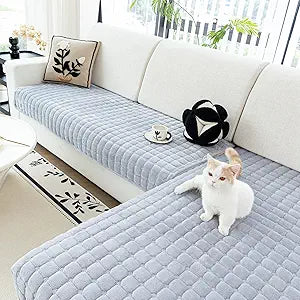 Velvet Sofa Cover(Light Grey, 2PCS, 35.4"71"+35.4"82.6")
