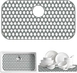 SAMSIER Silicone Sink Protectors Mats (13x11 & 14x12 & 16x12 & 18x16 & 19x14 & 21x16 & 22x13 & 25x16 & 26x14 & 28x14 & 30x16) for Bottom of Kitchen Sink (30x16, Rear Drain)
