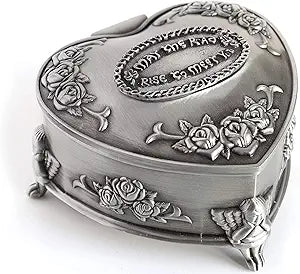 Biddy Murphy Irish Gifts Irish Jewelry Box Heart-Shaped May the Road Rise Medallion Pewter Made in Ireland