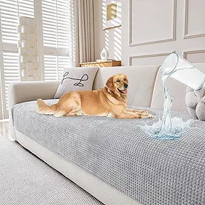 Deep Dream Waterproof Couch Cover for Dogs Washable, Chenille Non Slip Sofa Covers for 3 Cushion Couch Furniture Protector Pet Friendly (Grey, 36" x 94", 1 Pack)