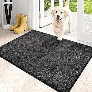 PURRUGS Dirt Trapping Door Mat 24" x 35.5", Non-Slip Machine Washable Entryway Rug, Dog Doormat, Indoor Front Door Mat, Super Absorbent Entry Rug for Muddy Shoes & Paws, Charcoal