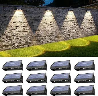 Onforu Solar Fence Lights,12 Pack Solar Lights Outdoor,3 Modes(Warm/Neutral/Cool White) for Outside,Dusk to Dawn Outdoor Light,IP65 Waterproof Deck Lighting for Patio,Step,Backyard,Railing,Wall