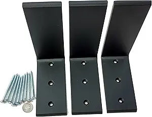 Dmax Heavy Duty L Brackets Black Steel 6 x 8 | 3 Pack | Hidden Countertop Support Brackets | 3/8 Thick, Holds 150 lbs | Floating Look for Granite, Quartz, Wood, Concrete