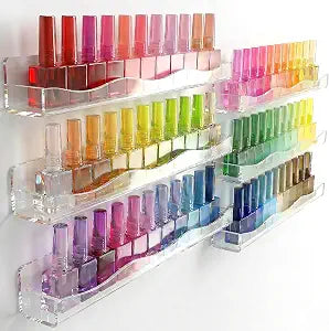 YMVV 15" Nail Polish Rack, 6 Pack Clear Acrylic Wall Organizer