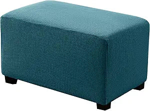 Ottoman Covers Ottoman Slipcovers Folding Storage Stool Washable Furniture Protector,Elastic Foot Stool Foot Rest Protector for Living Room Bedroom,X-Large,Dark Green