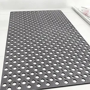 Non Slip Shower Mat: 47 X 32 Inch Large Shower Mats for Inside Shower - Soft TPE Anti Slip Long Shower Floor Mat with Large Drain Holes and Suction Cups