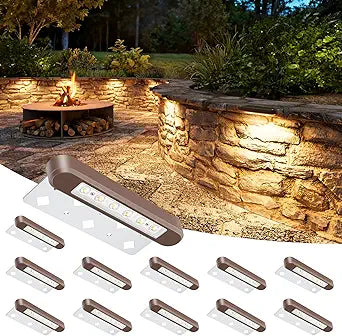 VOLISUN 7 Inch Retaining Wall Lights, IP67 Waterproof Hardscape Lighting, Cuttable Low Voltage Lighting, 12V Paver Lights, 2.8W Outdoor Step Landscape Lights, 2700K Soft White (12 Pack)