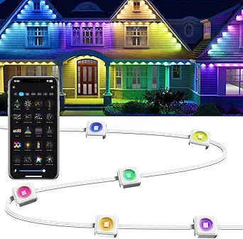 Permanent Outdoor RGB LED Eave Lights, Smart LED Eave Light with App/Remote, IP67 Waterproof, DIY Modes, Music Sync for Christmas & Holiday Decor, Voice Control (100ft)