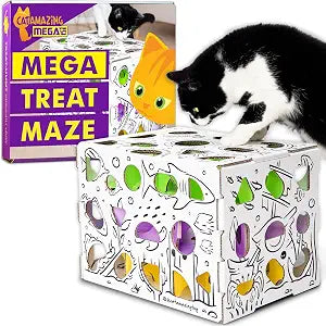 Cat Amazing MEGA  Cat Treat Puzzle Box  Interactive Food Maze  Cat Puzzle Feeder  Treat Box for Indoor Cats  Enrichment Food Toy  Best Cat Toy for Cats!