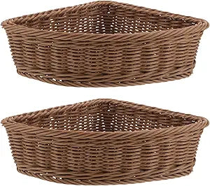 Garneck 2pcs Corner Storage Baskets Stackable Wardrobe Organizer for Cabinet Closet Kitchen Triangular Shelf Basket for Sundries Makeup Pantry Bathroom Essentials